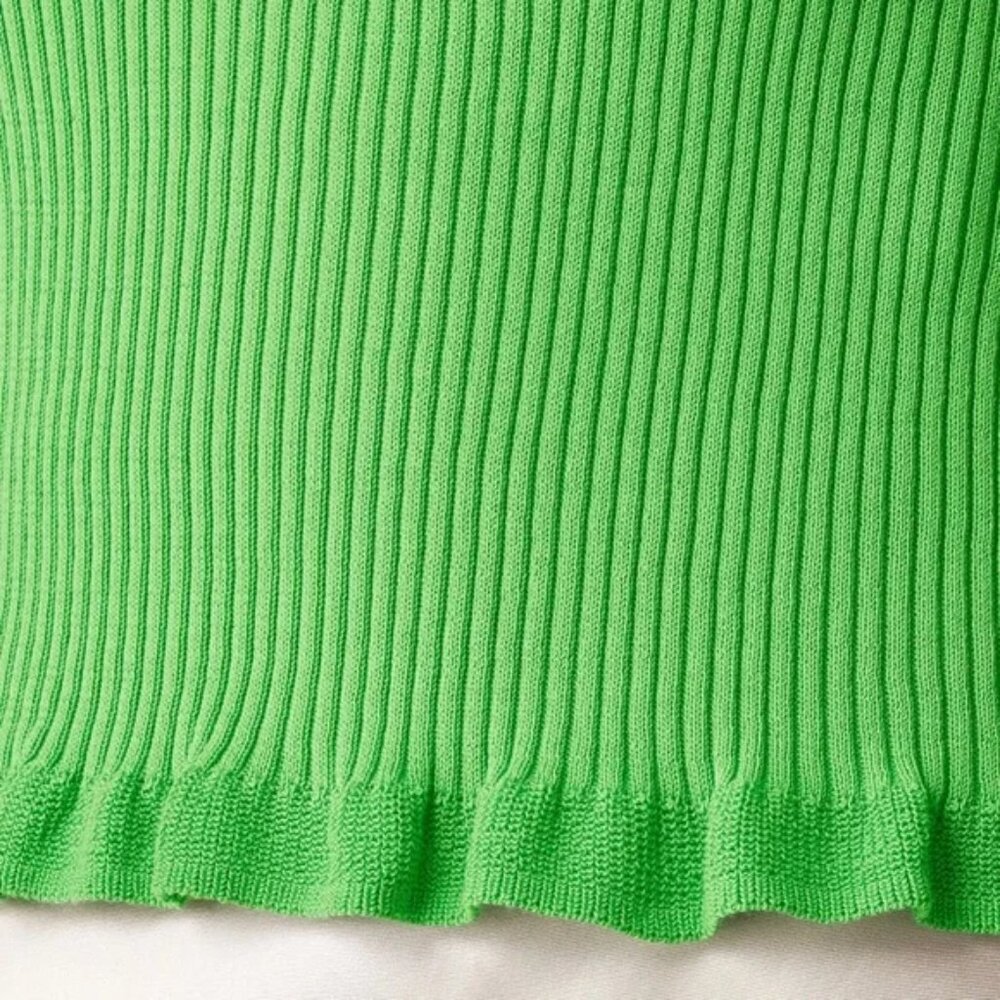 J. Crew Lime Green Ribbed Ruffle Hem Tank - Picture 4 of 6